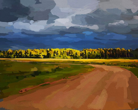 Landscape Drama White Modern Wood Framed Art Print with Double Matting by Kalina, Emily