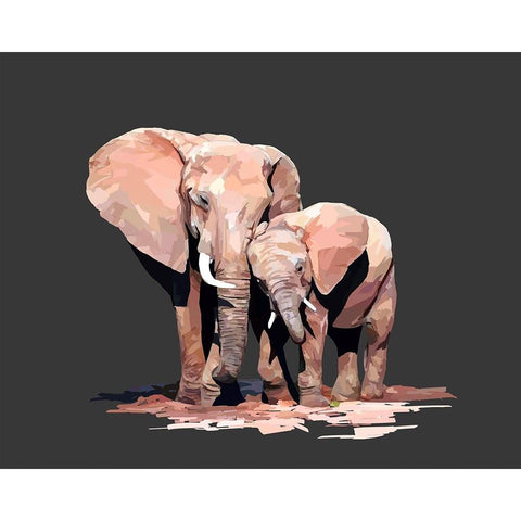 Momma and Baby Black Modern Wood Framed Art Print with Double Matting by Kalina, Emily