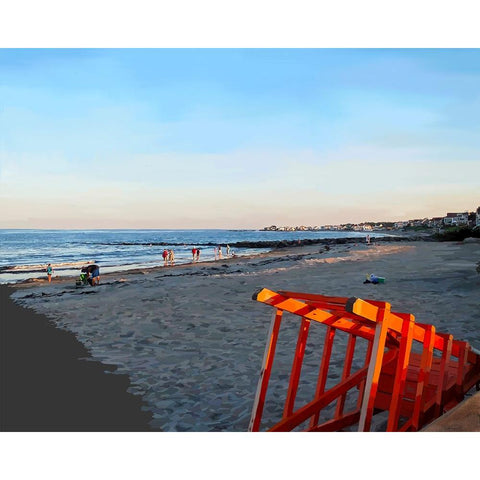 Summer Evening on the Beach Black Modern Wood Framed Art Print by Kalina, Emily