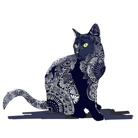 Zentangle II Black Modern Wood Framed Art Print with Double Matting by Kalina, Emily