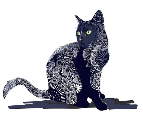 Zentangle II Black Ornate Wood Framed Art Print with Double Matting by Kalina, Emily