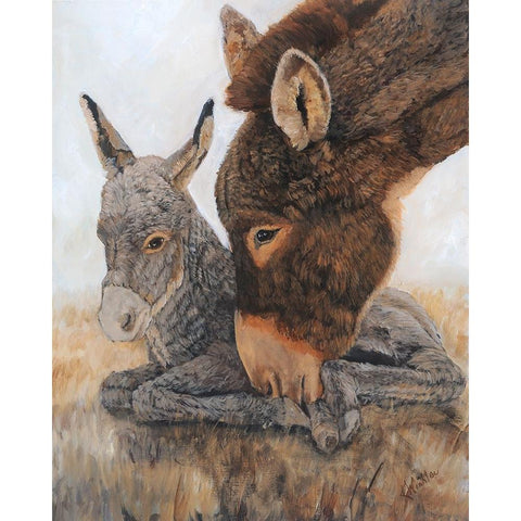 Jenny and Foal Black Modern Wood Framed Art Print with Double Matting by Winkler, Kathy