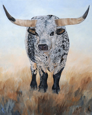 Longhorn Samurai II Black Ornate Wood Framed Art Print with Double Matting by Winkler, Kathy