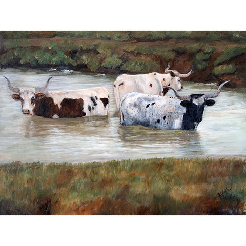 Longhorn Spa Day II Black Modern Wood Framed Art Print by Winkler, Kathy