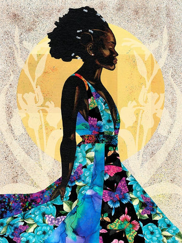 Her Flow Black Ornate Wood Framed Art Print with Double Matting by Saunders, Alonzo