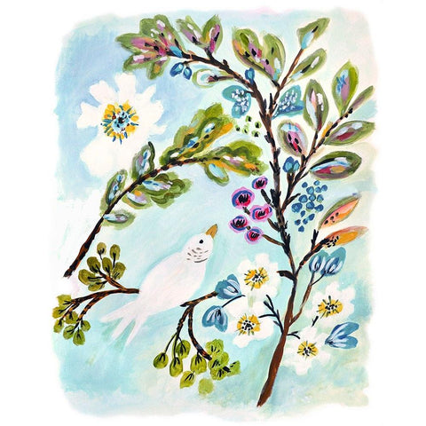 A Sweet Bird I White Modern Wood Framed Art Print by Fields, Karen