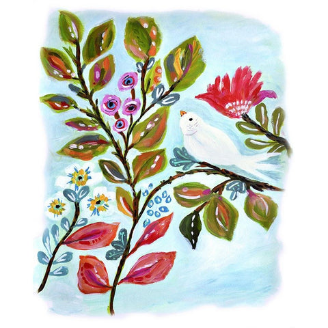 A Sweet Bird II White Modern Wood Framed Art Print by Fields, Karen