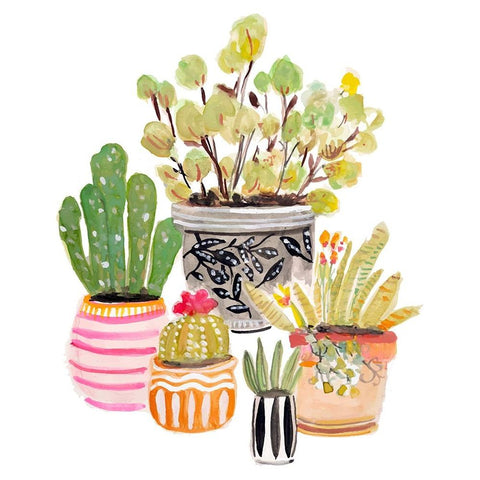 Plant Garden I Black Modern Wood Framed Art Print with Double Matting by Fields, Karen