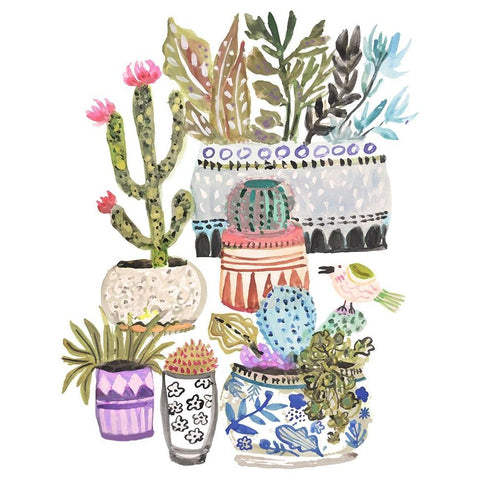 Plant Garden II White Modern Wood Framed Art Print by Fields, Karen