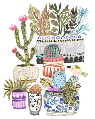 Plant Garden II Black Ornate Wood Framed Art Print with Double Matting by Fields, Karen