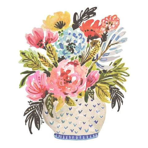 A Sweet Bouquet Black Modern Wood Framed Art Print with Double Matting by Fields, Karen