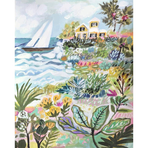 Island Cove Black Modern Wood Framed Art Print with Double Matting by Fields, Karen