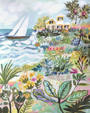 Island Cove Black Ornate Wood Framed Art Print with Double Matting by Fields, Karen