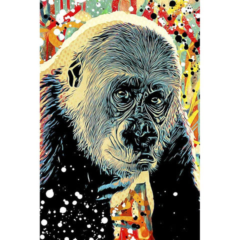 Gorilla Graffitied I Black Modern Wood Framed Art Print with Double Matting by Aldridge, Ashley