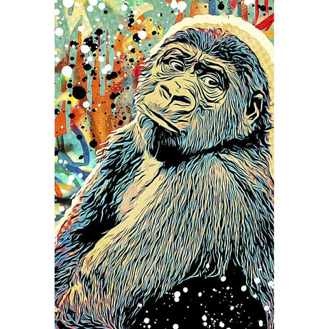 Gorilla Graffitied II Gold Ornate Wood Framed Art Print with Double Matting by Aldridge, Ashley