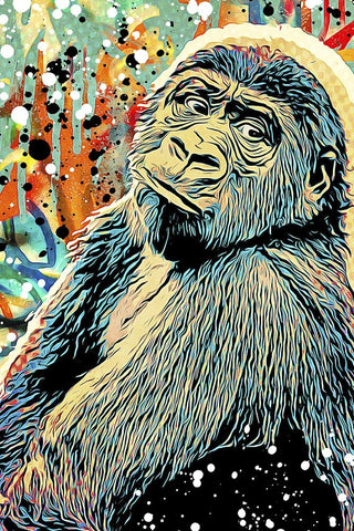 Gorilla Graffitied II Black Ornate Wood Framed Art Print with Double Matting by Aldridge, Ashley
