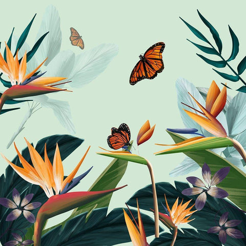 Tropical Flowers I White Modern Wood Framed Art Print by Arctic Frame