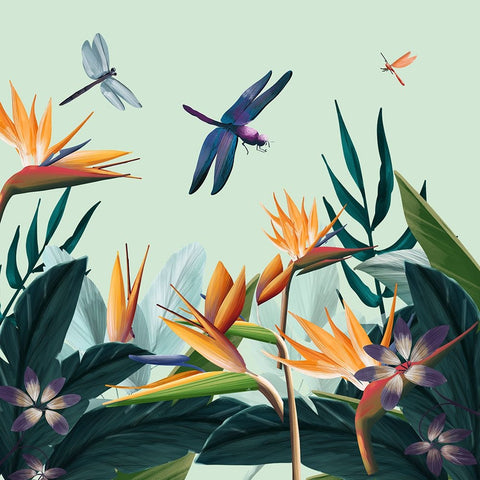 Tropical Flowers III Black Ornate Wood Framed Art Print with Double Matting by Arctic Frame