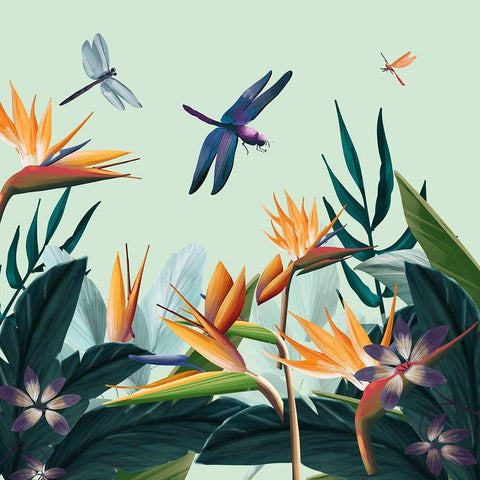 Tropical Flowers III Black Modern Wood Framed Art Print by Arctic Frame