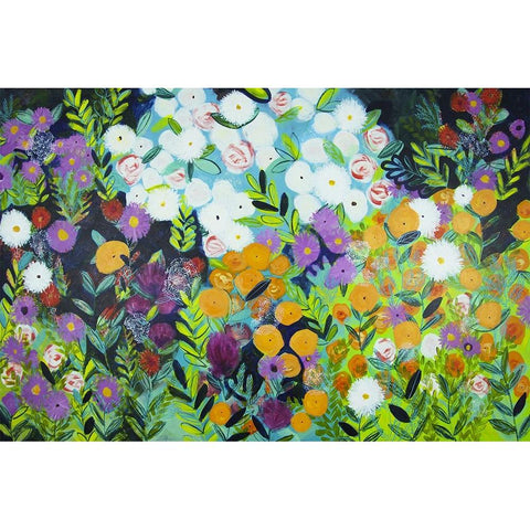 A Midnight Garden I Black Modern Wood Framed Art Print by Hampe, Shelley