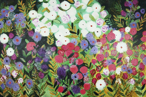 A Midnight Garden II White Modern Wood Framed Art Print with Double Matting by Hampe, Shelley