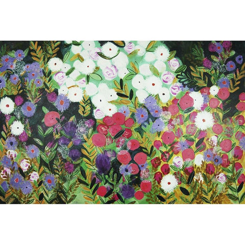 A Midnight Garden II Gold Ornate Wood Framed Art Print with Double Matting by Hampe, Shelley