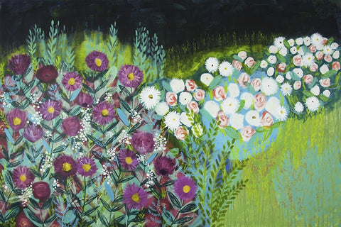 Midnight Landscape Dream I White Modern Wood Framed Art Print with Double Matting by Hampe, Shelley