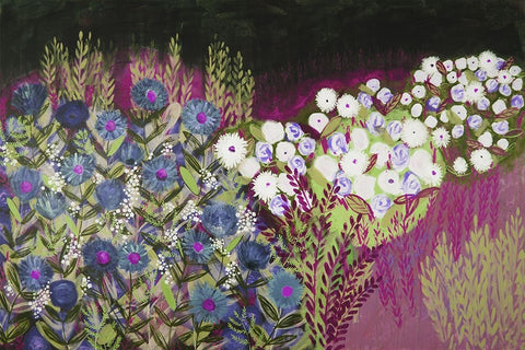 Midnight Landscape Dream II White Modern Wood Framed Art Print with Double Matting by Hampe, Shelley