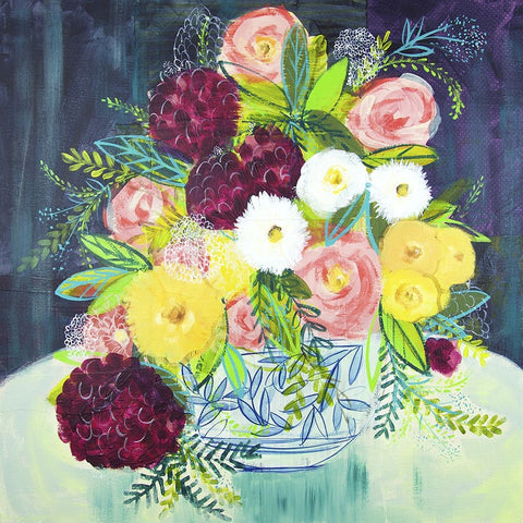 Poetic Arrangement I White Modern Wood Framed Art Print with Double Matting by Hampe, Shelley