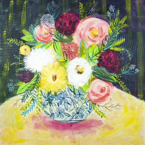 Poetic Arrangement III White Modern Wood Framed Art Print with Double Matting by Hampe, Shelley