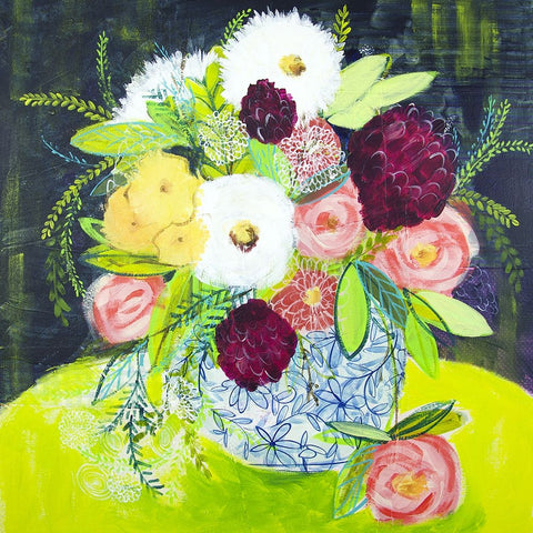 Poetic Arrangement IV White Modern Wood Framed Art Print with Double Matting by Hampe, Shelley