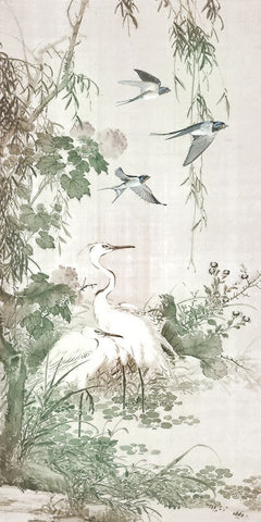 Chinoiserie Panel II White Modern Wood Framed Art Print with Double Matting by Hunziker, Steve