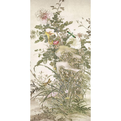 Chinoiserie Panel IV Black Modern Wood Framed Art Print with Double Matting by Hunziker, Steve