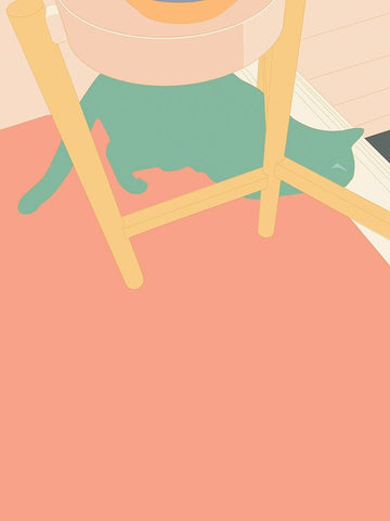 Curious Cat  II White Modern Wood Framed Art Print with Double Matting by Weiss, Richard