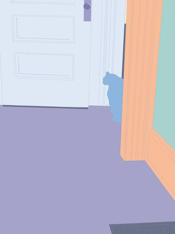 Curious Cat  III Black Ornate Wood Framed Art Print with Double Matting by Weiss, Richard