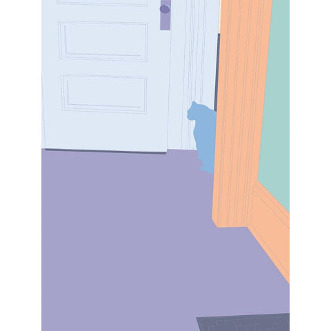 Curious Cat  III White Modern Wood Framed Art Print by Weiss, Richard