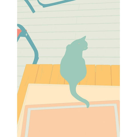 Curious Cat  IV White Modern Wood Framed Art Print by Weiss, Richard