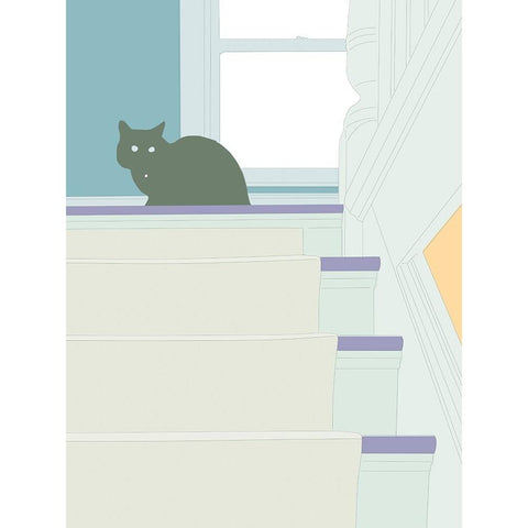 Curious Cat  V Black Modern Wood Framed Art Print by Weiss, Richard