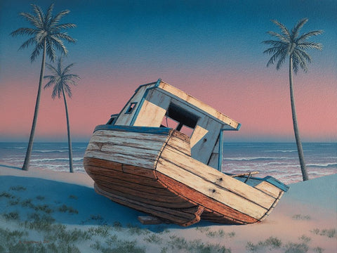 Barbados Sunset  II Black Ornate Wood Framed Art Print with Double Matting by Courtney, Richard