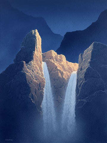 Solitude Mountain II White Modern Wood Framed Art Print with Double Matting by Courtney, Richard