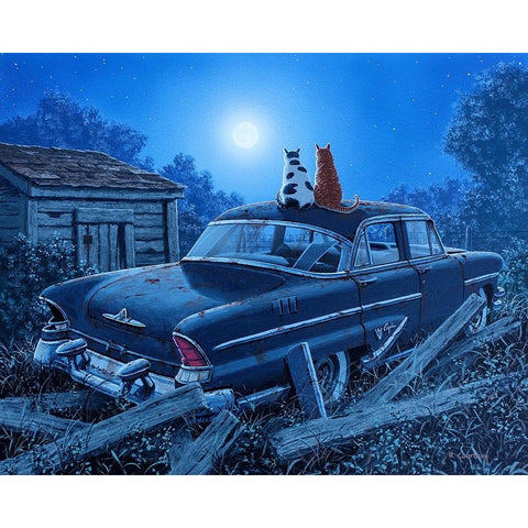 Theres a Moon Out Tonight Black Modern Wood Framed Art Print by Courtney, Richard