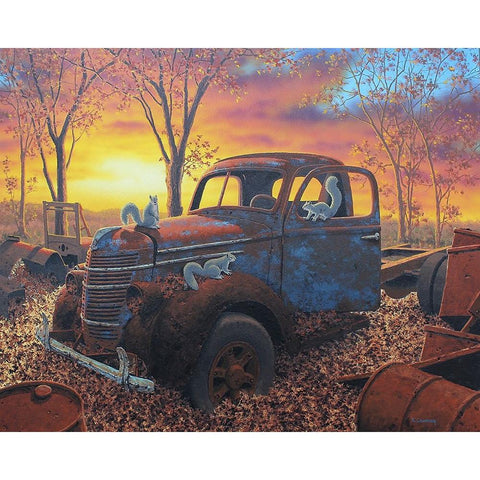 We Three Squirrels Black Modern Wood Framed Art Print with Double Matting by Courtney, Richard