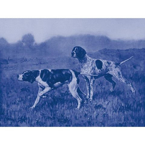 Antique Blue Dogs II Black Modern Wood Framed Art Print by Vision Studio