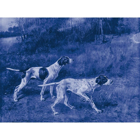 Antique Blue Dogs III Black Modern Wood Framed Art Print by Vision Studio