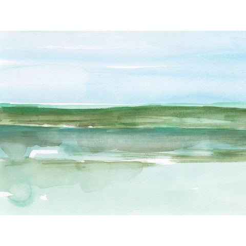 Serene Aqua I Black Modern Wood Framed Art Print by Harper, Ethan