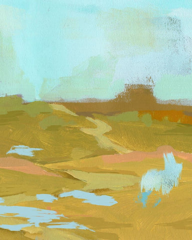 Folk Hills I White Modern Wood Framed Art Print with Double Matting by Green, Jacob