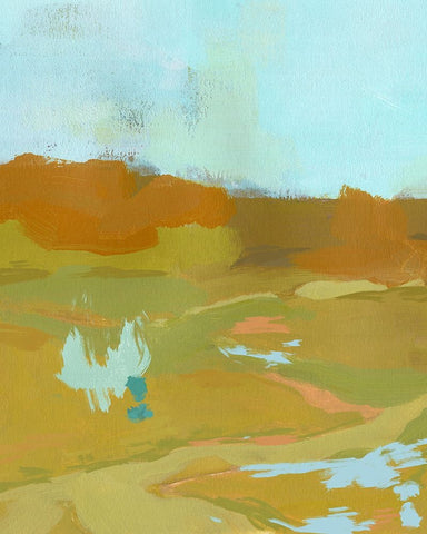 Folk Hills II Black Ornate Wood Framed Art Print with Double Matting by Green, Jacob