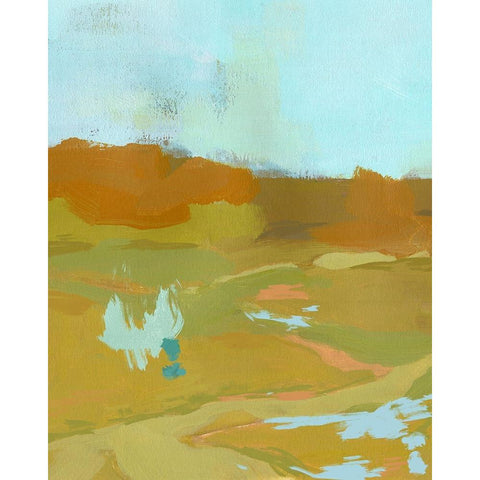 Folk Hills II Black Modern Wood Framed Art Print with Double Matting by Green, Jacob