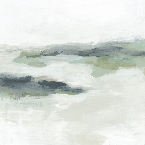 Sage Coast I Black Modern Wood Framed Art Print with Double Matting by Vess, June Erica