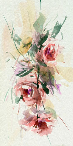 Rosa Flora I White Modern Wood Framed Art Print with Double Matting by Wang, Melissa